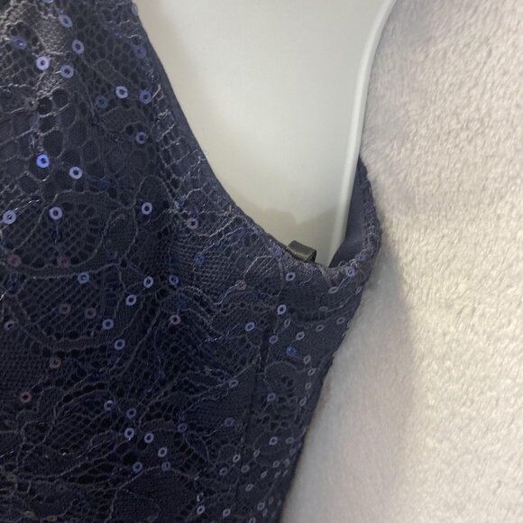 Vintage Y2K B. Smart Fit & Flare Lace Sequin Dress Womens 7 Navy Blue Cocktail - Picture 12 of 16